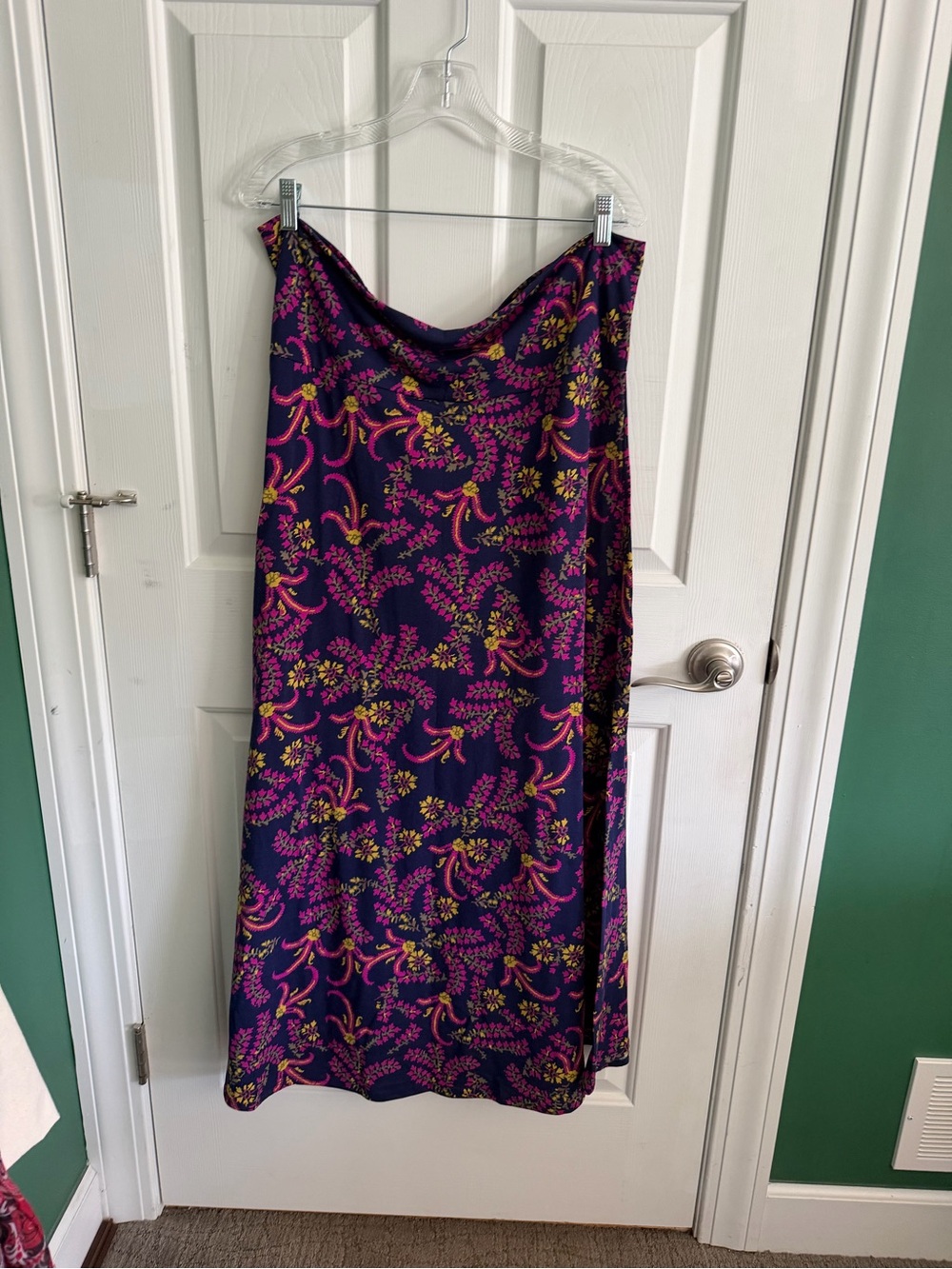 Navy Floral Maxi Skirt with Pink & Yellow Print LulaRoe 2XL